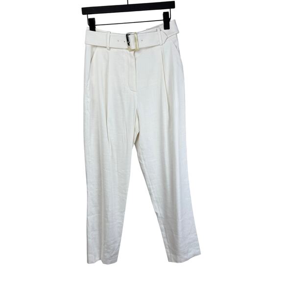 VERONICA BEARD Sofia Stretch-Linen Pant in White - Picture 9 of 15